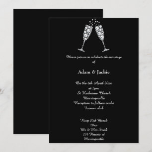 Luxe Diamond Champagne Glass ELEGANT BRÖLLOP Inbjudningar