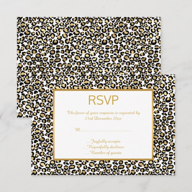 LUXE DJUR LEOPARDMÖNSTRAD RSVP OSA KORT (Fram/baksida)