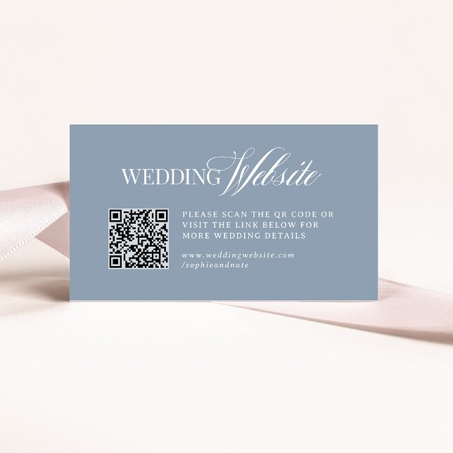 Luxe Dusty Blue | Wedding Website QR Code Tilläggskort (Skapare uppladdad)