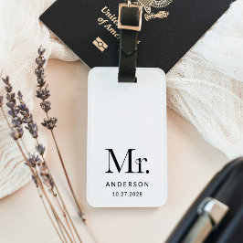 Luxe Elegance Black and White | Bröllop Date Bagagebricka