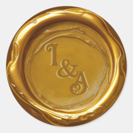 Luxe Elegant Brinned Guld Vax säl Bröllop Runt Klistermärke