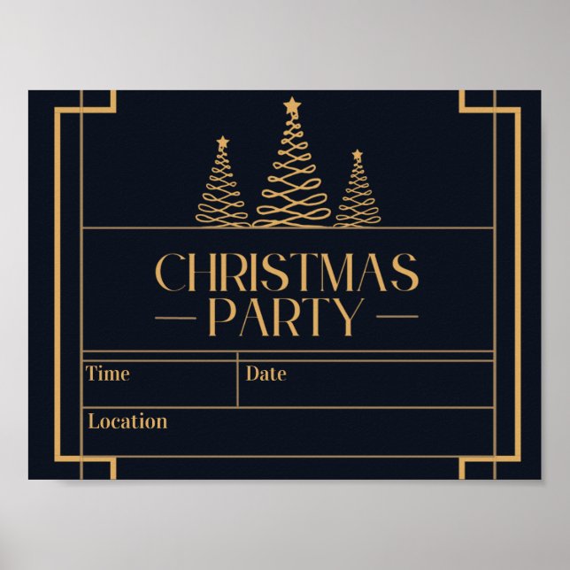 Luxe Elegant Christmas Party Invite  Poster (Framsidan)