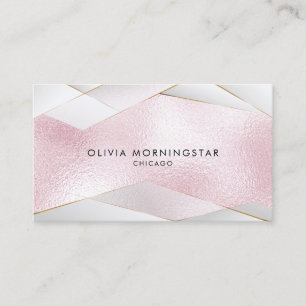Luxe Elegant Genomskinlig Rosa Guld Vita Fasetter Visitkort