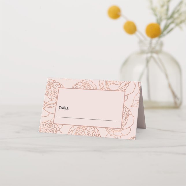 LUXE ELEGANT  ROSA ROS GULD BLOMMIGT BRÖLLOP PLACERINGSKORT (Framsida)