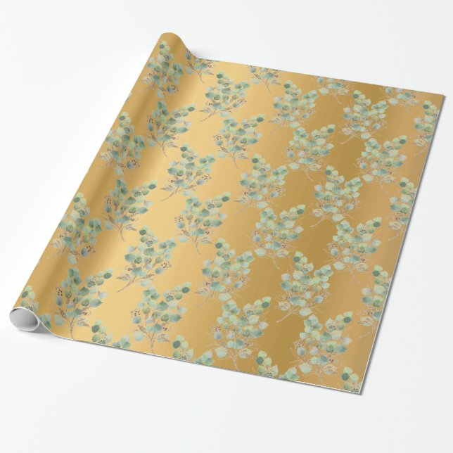 LUXE EUCALYPTUS GULD WRAPPING PAPPER PRESENTPAPPER (Utrullad)
