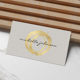 Luxe Falsguld Målad Cirkel Designer Logotyp på Tan Visitkort