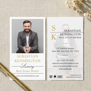 Luxe Fastighetsmäklare Professionell i Vitt Guld Visitkort