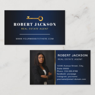 Luxe Faux Golden Nyckel Realtors Luxury Modern Nav Visitkort