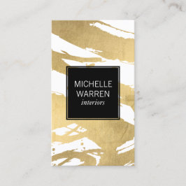 Luxe Faux Guld Brushstrokes Designer Visitkort