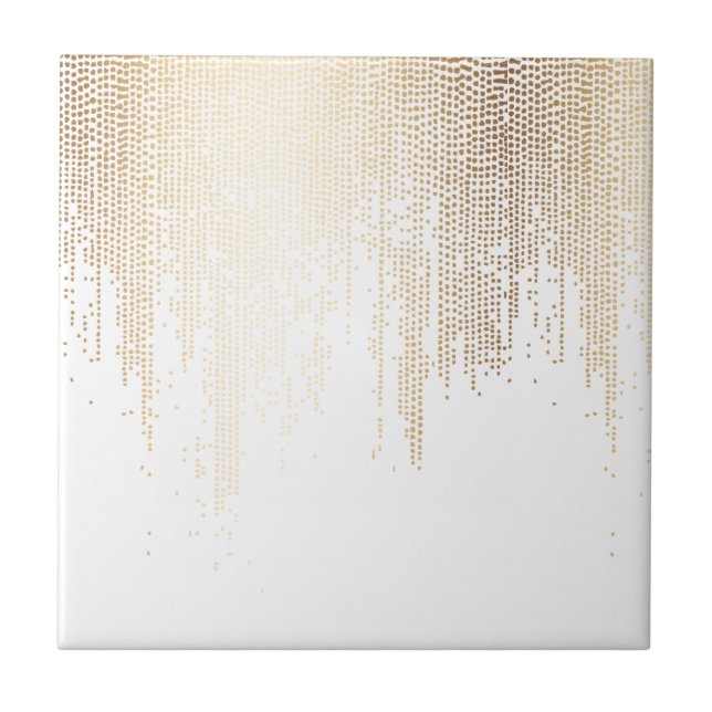 Luxe Faux Guld Confetti Rain Kakelplatta (Framsidan)