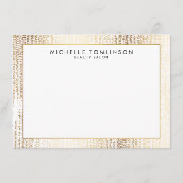 Luxe Faux Guld Confetti Rain Mönster Flat Notecard Anteckningskort