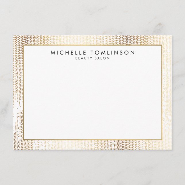 Luxe Faux Guld Confetti Rain Mönster Flat Notecard Anteckningskort (Framsida)
