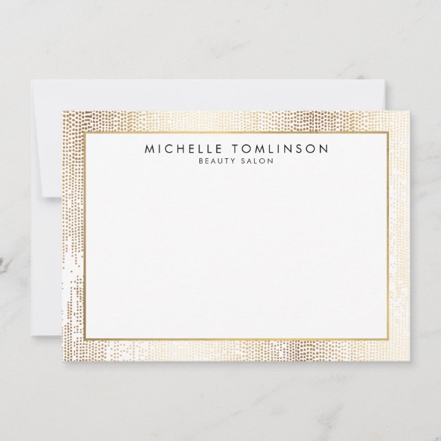 Luxe Faux Guld Confetti Rain Mönster Flat Notecard Anteckningskort (Framsida)