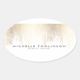 Luxe Faux Guld Confetti Rain Mönster Ovalt Klistermärke