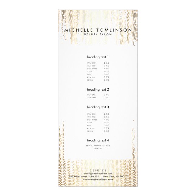 Luxe Faux Guld Confetti Rain Mönster Reklamkort (Framsidan)