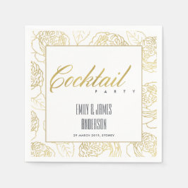 LUXE FAUX GULD ELEGANT RO BLOMMIGT COCKTAIL PARTY PAPPERSSERVETT