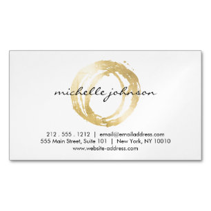 Luxe Faux Guld målat cirkelformare Magnetiskt Magnetiska Visitkort