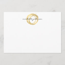 Luxe Faux Guld-målat cirkelformat platt Notecard Anteckningskort