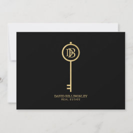 Luxe Faux Guld Skeleton Nyckel Monogram Black Anteckningskort