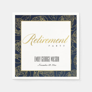 LUXE FAUX GULD WHITE NAVY RO BLOMMIGT PENSION PAPPERSSERVETT