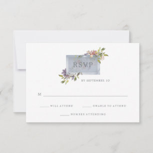 Luxe Floral Mossgrön akvarellbröllops-RSVP OSA Kort