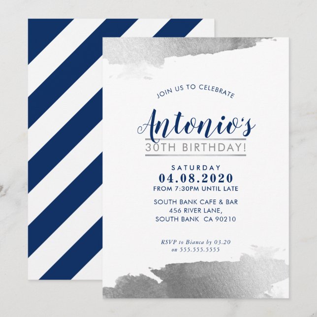 LUXE FÖDELSEDAGSFEST INBJUDAN modern guldguldgig s (Fram/baksida)