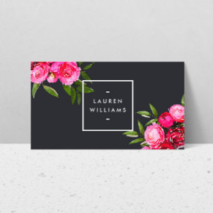 Luxe Fold Watercolor Ro på Grått Visitkort