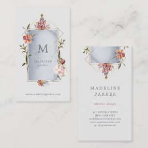 Luxe geometrisk blommigt med monogramen visitkort