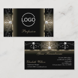 Luxe Glam Black Beige Squiggled Jewels med Logotyp Visitkort