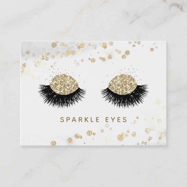 *~* Luxe Glam Black Guld Grått Ögon Lash Visitkort (Framsida)