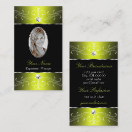 Luxe Glam Black Gult Ornate Ornaments med Photo Visitkort