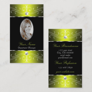 Luxe Glam Black Gult Ornate Ornaments med Photo Visitkort