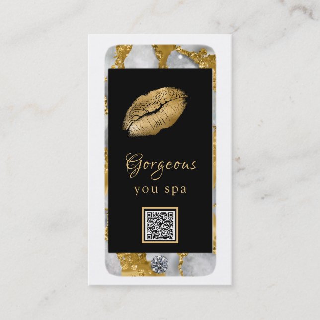 Luxe Glam Cell Mobilare Guld QR LOGOTYP Photo Visitkort (Framsida)