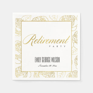 LUXE GLAM FAUX GULD VIT ROS BLOMMIGT PENSION PAPPERSSERVETT