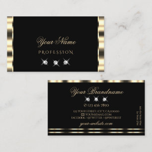 Luxe Glam Guld Black Sparkling Diamonds Luxurious Visitkort