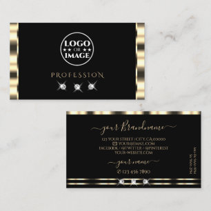 Luxe Glam Guld Black Sparkling Diamonds med Logoty Visitkort