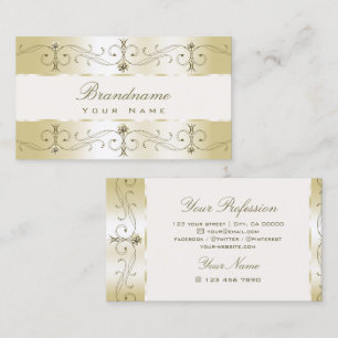 Luxe Glam Guld och Cream Ornate Gräns Ornamental Visitkort
