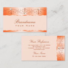 Luxe Glam Peach Ornate Sparkling Jewels Ornamels Visitkort