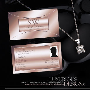 Luxe Glam Ro Golden Chic med Monogram och Photo Visitkort