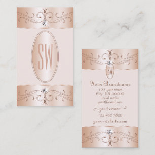Luxe Glam Ro Guld Ornaments Monogram Chic Visitkort