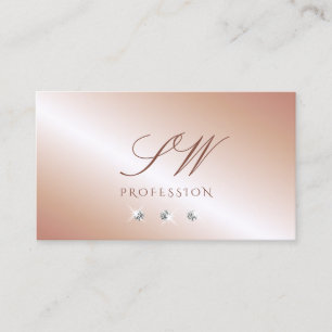 Luxe Glam Ro Guld Sparkling Diamonds Initialer Visitkort