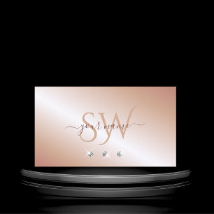 Luxe Glam Ro Guld Sparkling Diamonds Monogram Visitkort