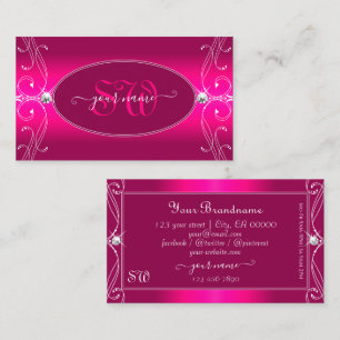 Luxe Glam Rosa Ornate Sparkling Diamonds Initialer Visitkort