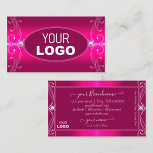 Luxe Glam Rosa Ornate Sparkling Diamonds with Logo Visitkort