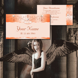 Luxe Glam Salmon Ornate Sparkling Jewels Initialer Visitkort