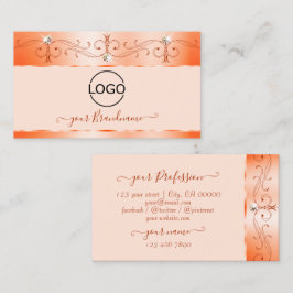 Luxe Glam Salmon Ornate Sparkling Jewels med Logot Visitkort
