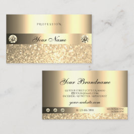 Luxe Glam Shimmery Glitter Diamonds Luminous Guld Visitkort