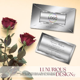 Luxe Glam Silver Glamor Decor Snyggt med Logotyp Visitkort
