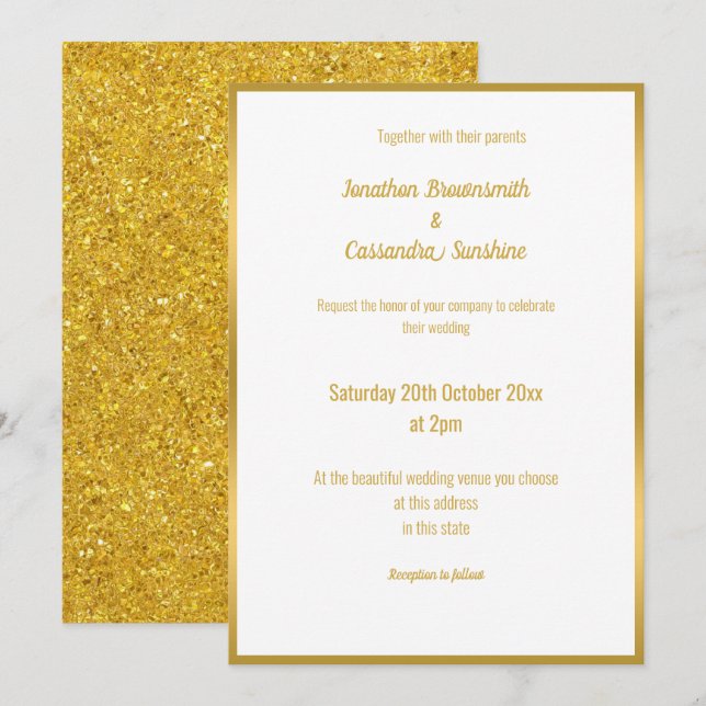 LUXE GLITTER TRIMMED WEDDING INVICATION INBJUDNINGAR (Fram/baksida)