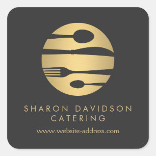 Luxe Gold Catering Logo Restaurang, kock, mat Fyrkantigt Klistermärke